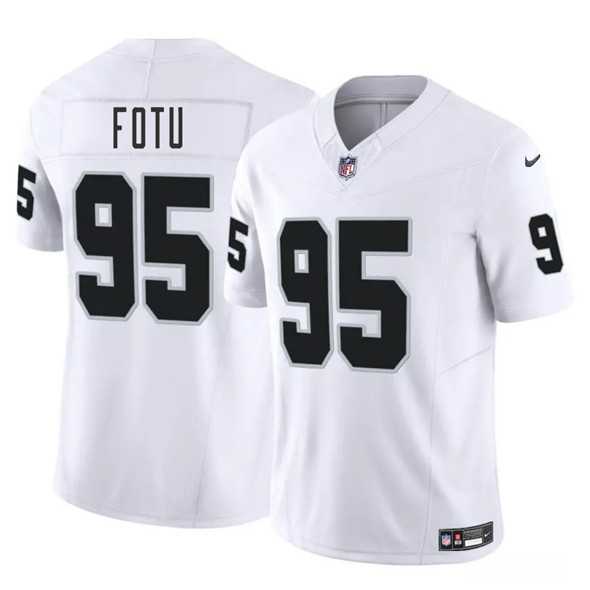 Men & Women & Youth Las Vegas Raiders #95 Leki Fotu White 2025 F.U.S.E. Vapor Stitched Jersey->los angeles chargers->NFL Jersey